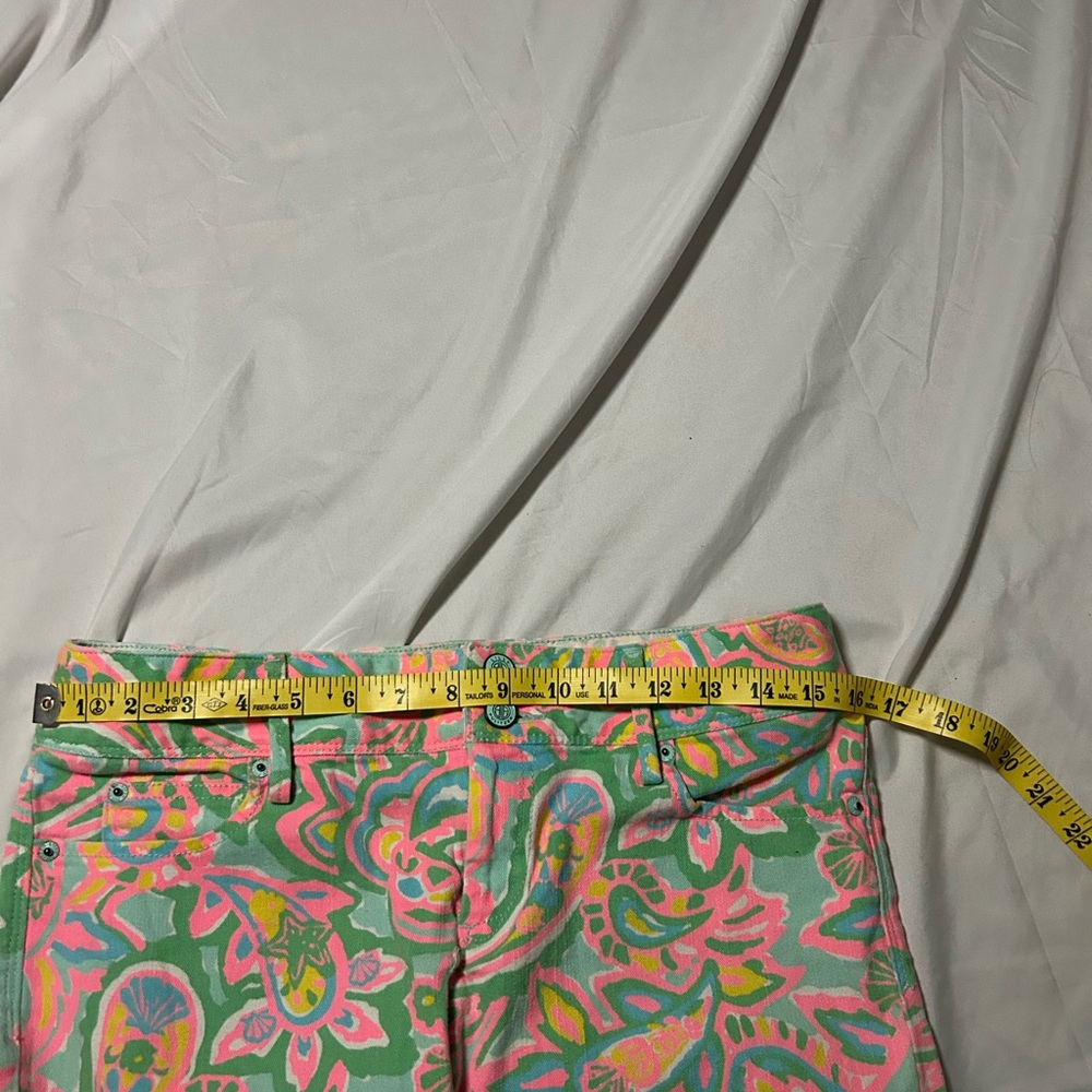 Lilly Pulitzer Womens Worth Skinny Mini Jeans Size 4 Pink Green Floral Paisley - Picture 7 of 12